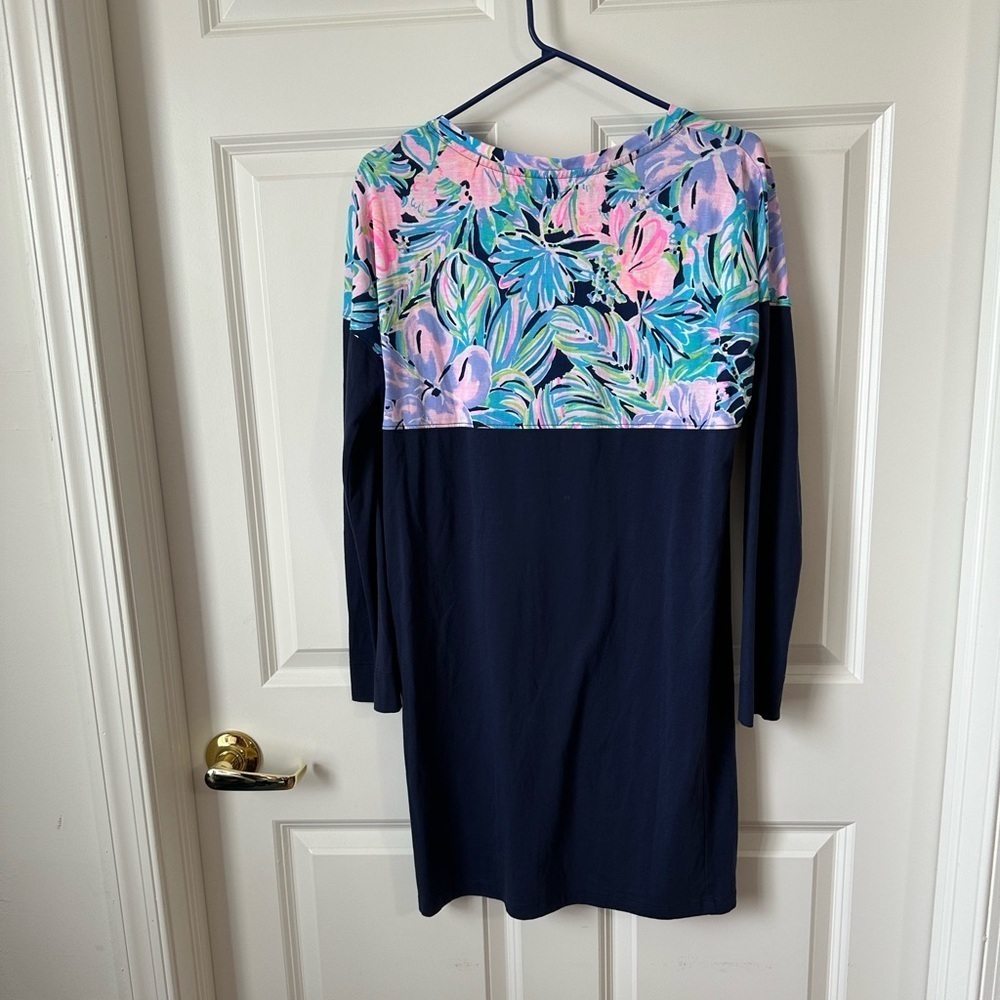 Lilly Pulitzer Finn T-Shirt Dress Long Sleeve Multi Bermudaful Size XS - Picture 2 of 7